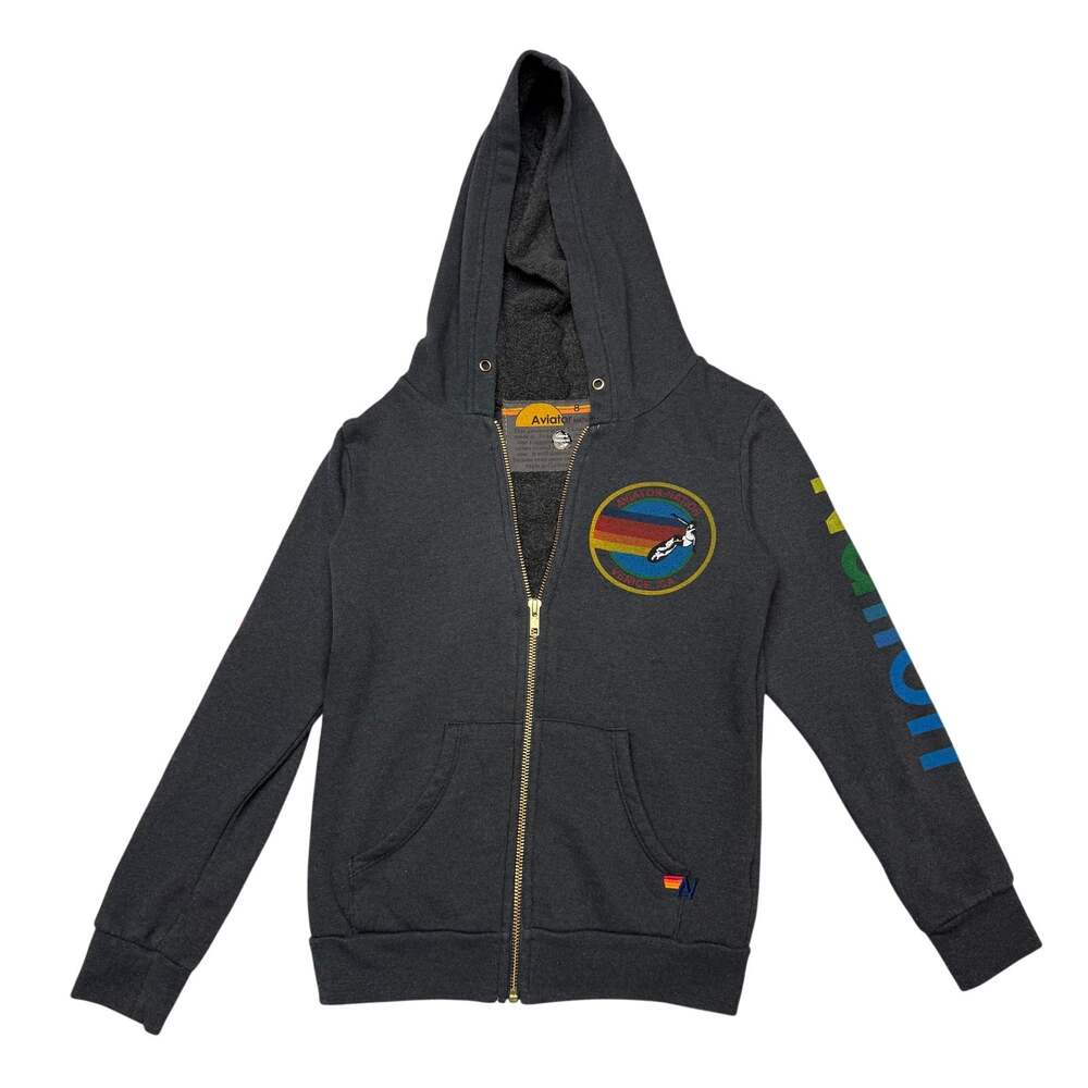Aviator Nation Venice CA Logo Full Zip Hoodie Youth Kids 8 Cali Loungewear